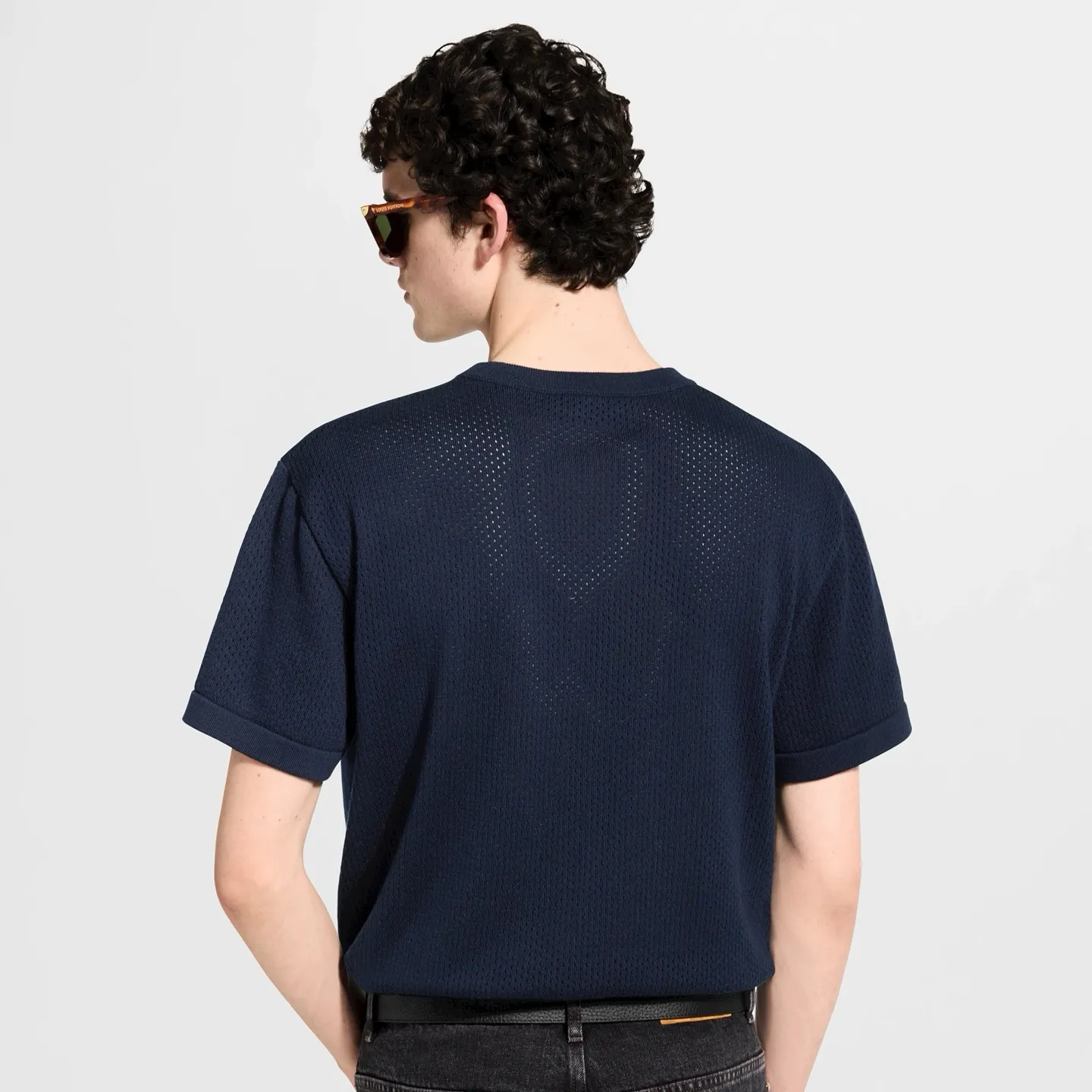 Louis Vuitton/Louis Vuitton 26ss hollow letter jacquard knitted short sleeves